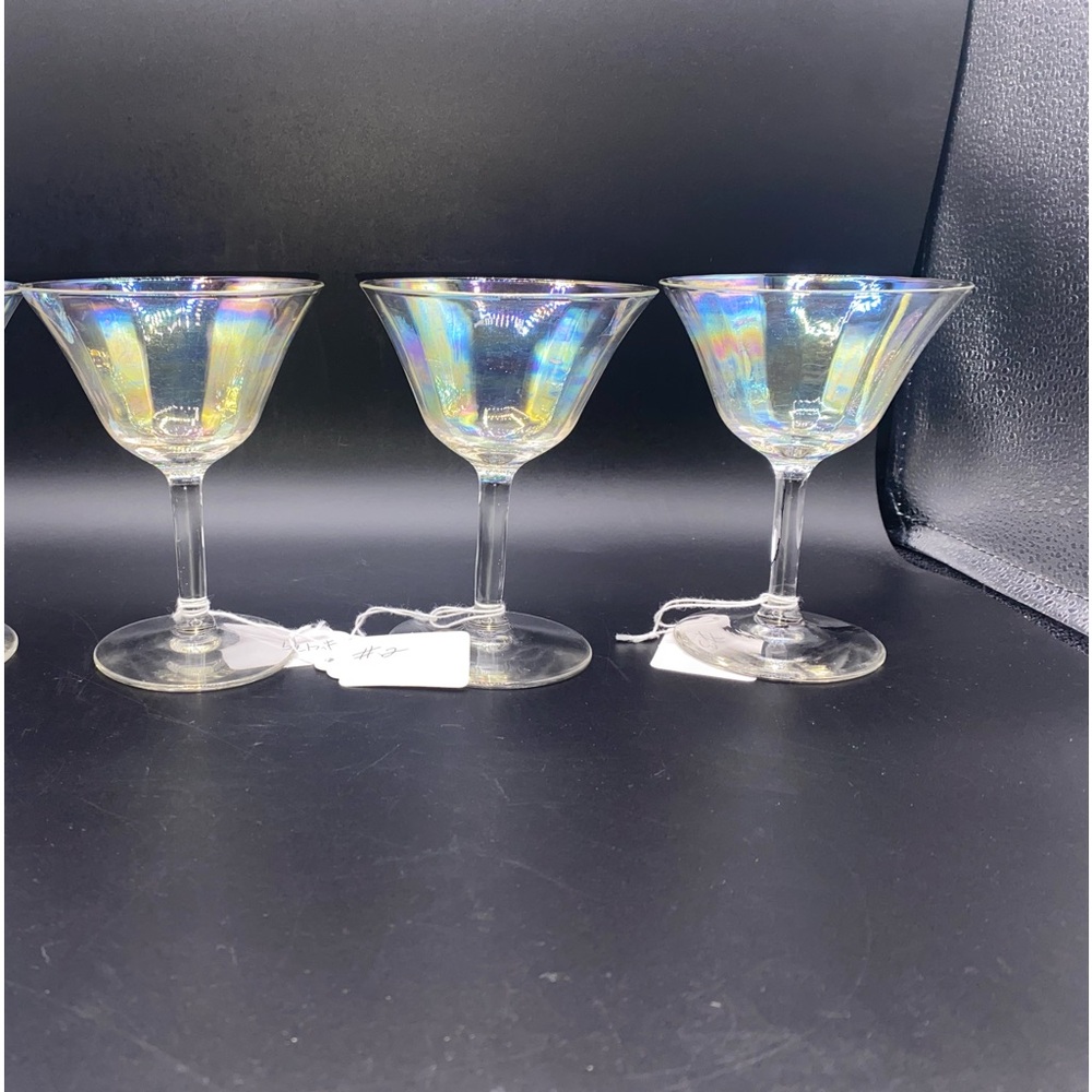 4 Vintage Iridescent Optic Cocktail Glasses